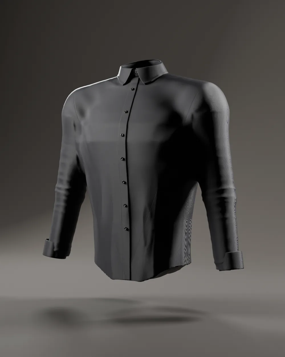 Nocturne Satin-Stretch-Hemd in Nachtschwarz vor dunklem Grund